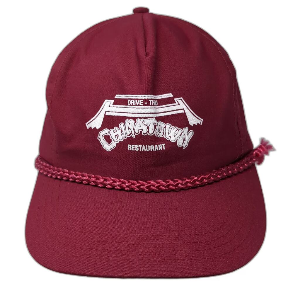 Sportcap 5 Panel Red Hat One Size Chinatown Restaurant Drive-Thru Rope Strapback